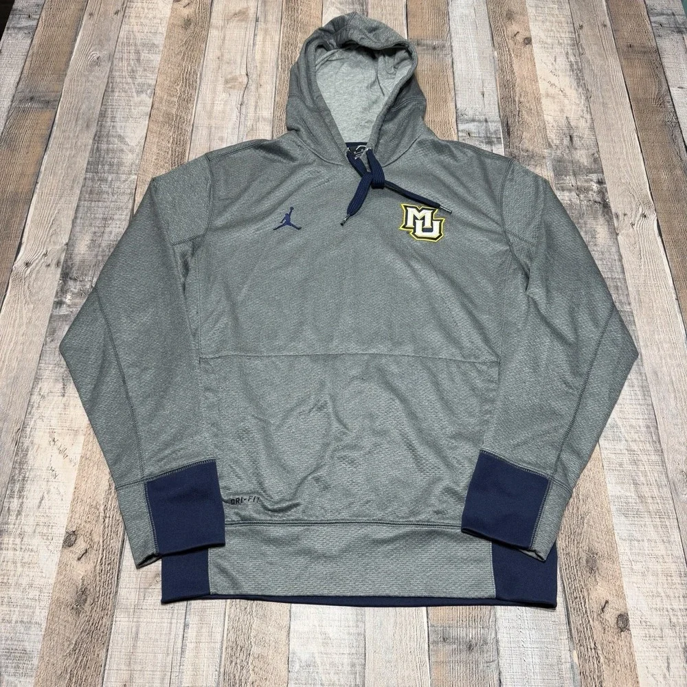 Nike Jordan Hoodie Mens Medium Gray Marquette University Dri Fit NCAA Basketball